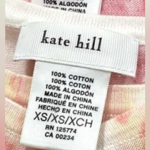 Kate Hill 2 pieces cardigan and sleeveless tie dye top set size XS 100% cotton - Picture 11 of 12